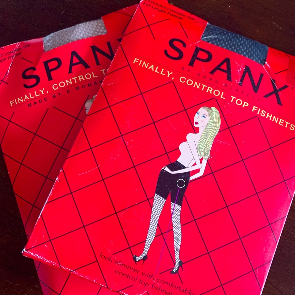 Spanx Fishnet Control Top  Bundle of Two: Black and Nude Size C
